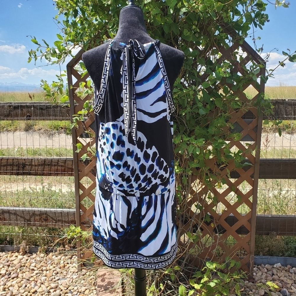 White House Black Market Graphic Animal Print Mini Dress Tunic Top Size XL NWOT - Picture 15 of 16